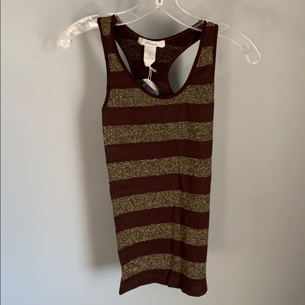 NWT! Choice Brown And Gold Evening Tank Top